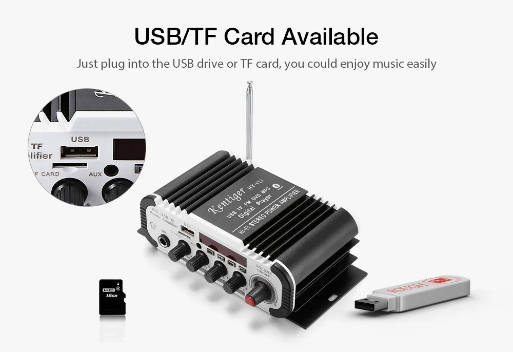 HY-V11 Bluetooth усилитель 2-х канальный аудио Поддержка TF USB FM супер бас аудио усилитель с ИК-пультом дистанционного Управление XM-201