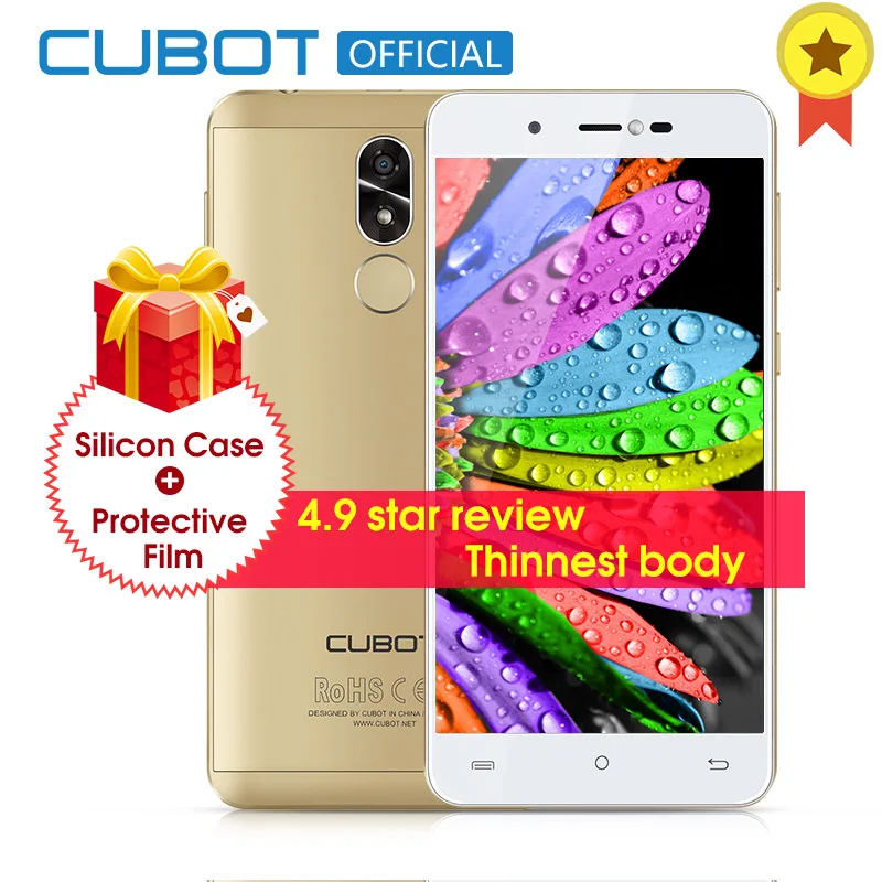 Cubot R9 Quad Core MT6580 Android 7 0 Fingerprint 2GB RAM 16GB ROM Smartphone 5 0