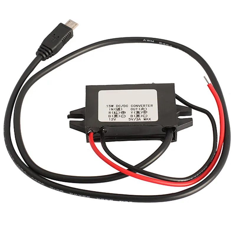 

Car Charger DC Converter Module 12V To 5V 3A 15W with Micro USB Cable High Quality Newest Buck Module