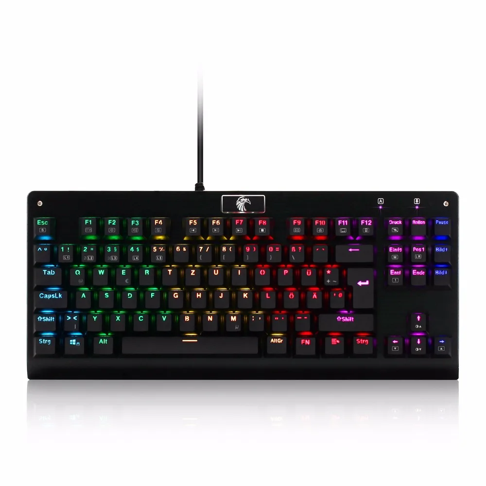 Немецкая раскладка Механическая игровая клавиатура TKL RGB Led подсветка анти-ореолы геймерская клавиатура 88 клавиш щелкающие синие переключатели Z77