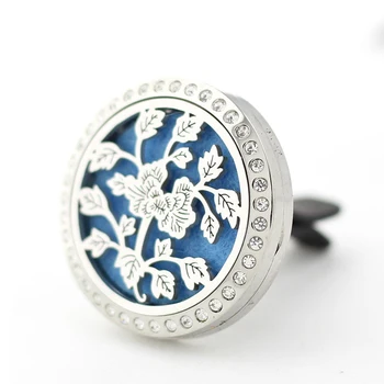 

30mm Stainless Steel flower leaf design car aromatherapy essential oil diffuser vent clip