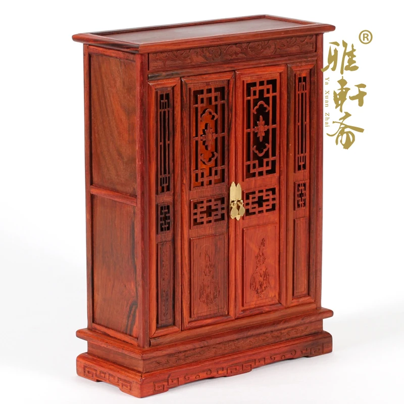 

rosewood mahogany carving crafts ornaments Guanyin shrine miniature furniture of Ming and Qing Dynasties God building miniatur