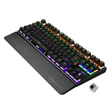 

Mechanical 87 104 Keys Black Switch Gaming Illuminate Backlight Backlit Anti-ghosting LED Keyboard Wrist Gamer Russian stickers