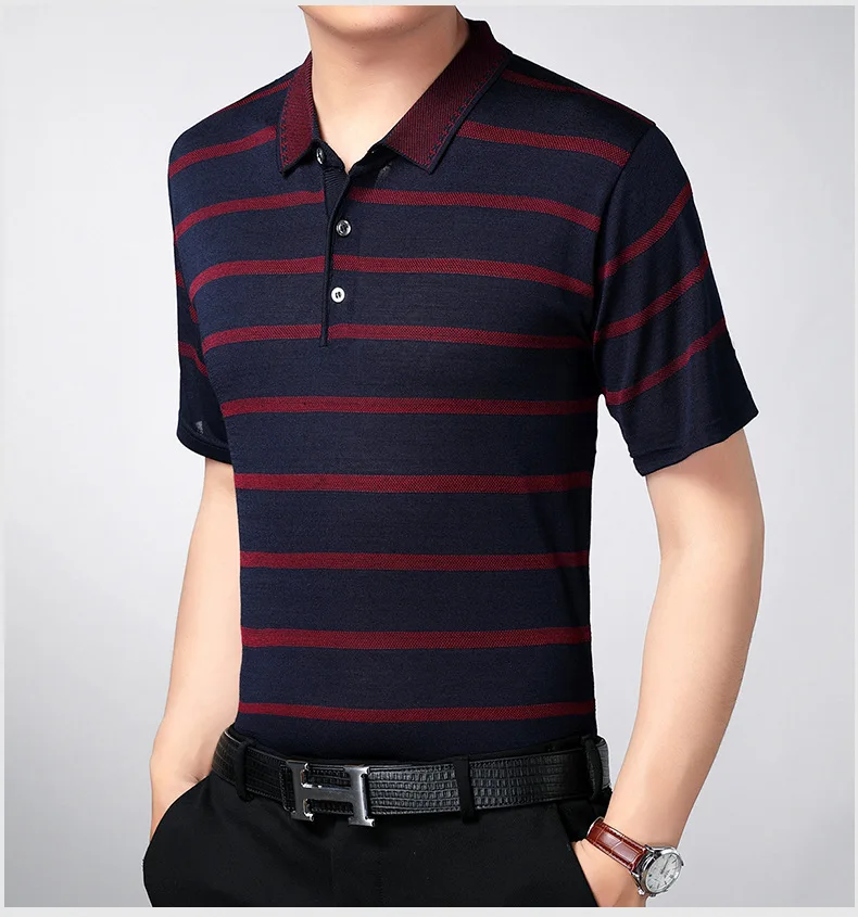 Брендовая одежда Мужская рубашка поло мужская деловая Повседневная однотонная Мужское поло рубашка с коротким рукавом Высококачественная shirt-3XL для гольфа из чистого хлопка - Цвет: Бургундия