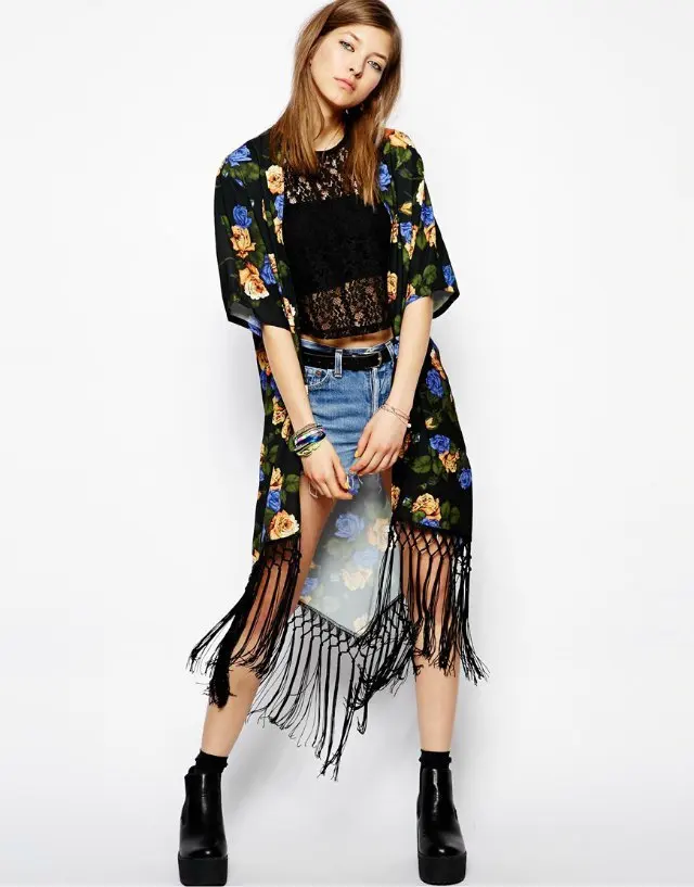 

2017 New Women Fashion Autumn Slim Short Tassel Female Print Long Open Stitch
