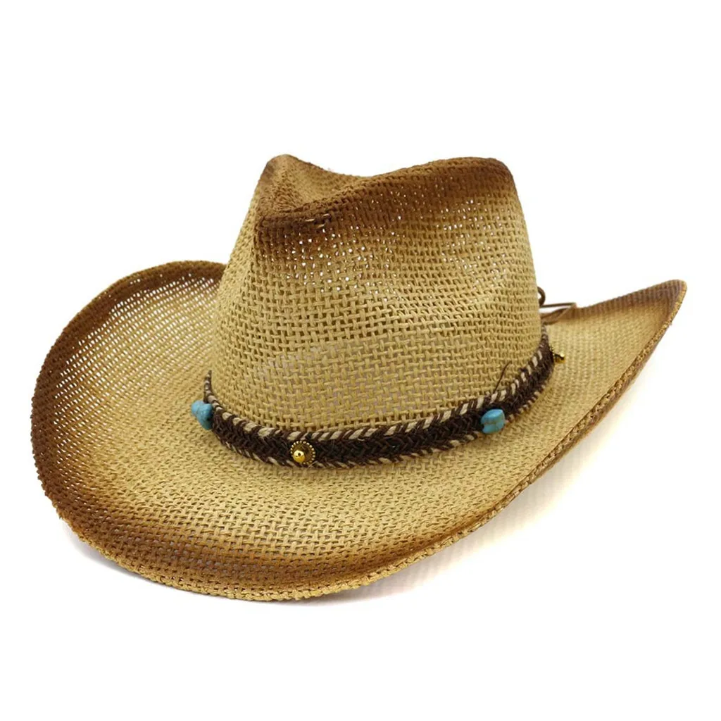 Модные шляпы в западном стиле, защита от солнца, унисекс, ковбойская Кепка, черный, красный, кофейный, коричневый, повседневная искусственная кожа, шляпа, широкие ковбойские шапки# Zer - Цвет: Khaki