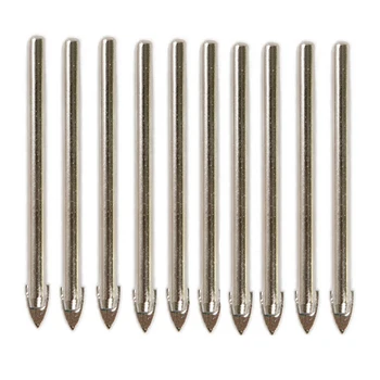 

THGS 10PCS Spear Point Head Ceramic Marble Tile Glass Drill Bit 6MM Round Shank Drilling Bathroom Tiles Tools