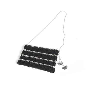 

Striped clutch handbag with butterfly pendant BAG WOMAN HANDBAGS ACCESSORY