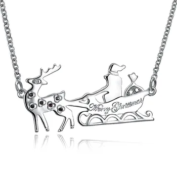 

Christmas Series Necklace 18inch Two-Color (Rose Gold Platinum) Sleigh Modeling Burst Necklace Christmas Gift Hot Classic Charm