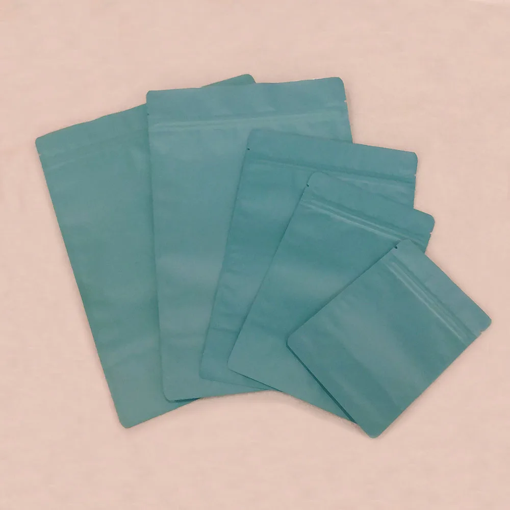 100 Pcs High Grade Matte Color Aluminum Foil Zipper Bag for Long Term Food Storage, Colorful Stand Up Plastic Packaging Pouch