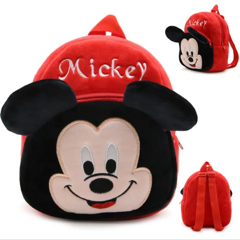 Mickey От 1 до 3 лет, Детский плюшевый рюкзак, милый мультяшный розовый, красный, Минни, Микки Маус, плюшевая сумка, мягкая игрушка, детская школьная сумка - Цвет: Mickey