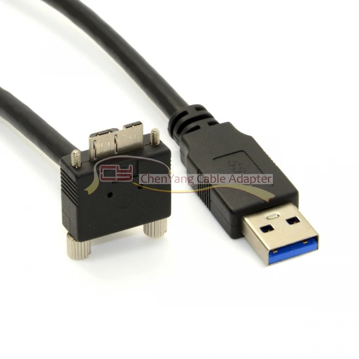 

CY1.2m3m5mLeft Up Down Angled 90 Degree USB 3.0 A Male to Micro B Cable with Locking Screws for Nikon D800 D800E D810 Black