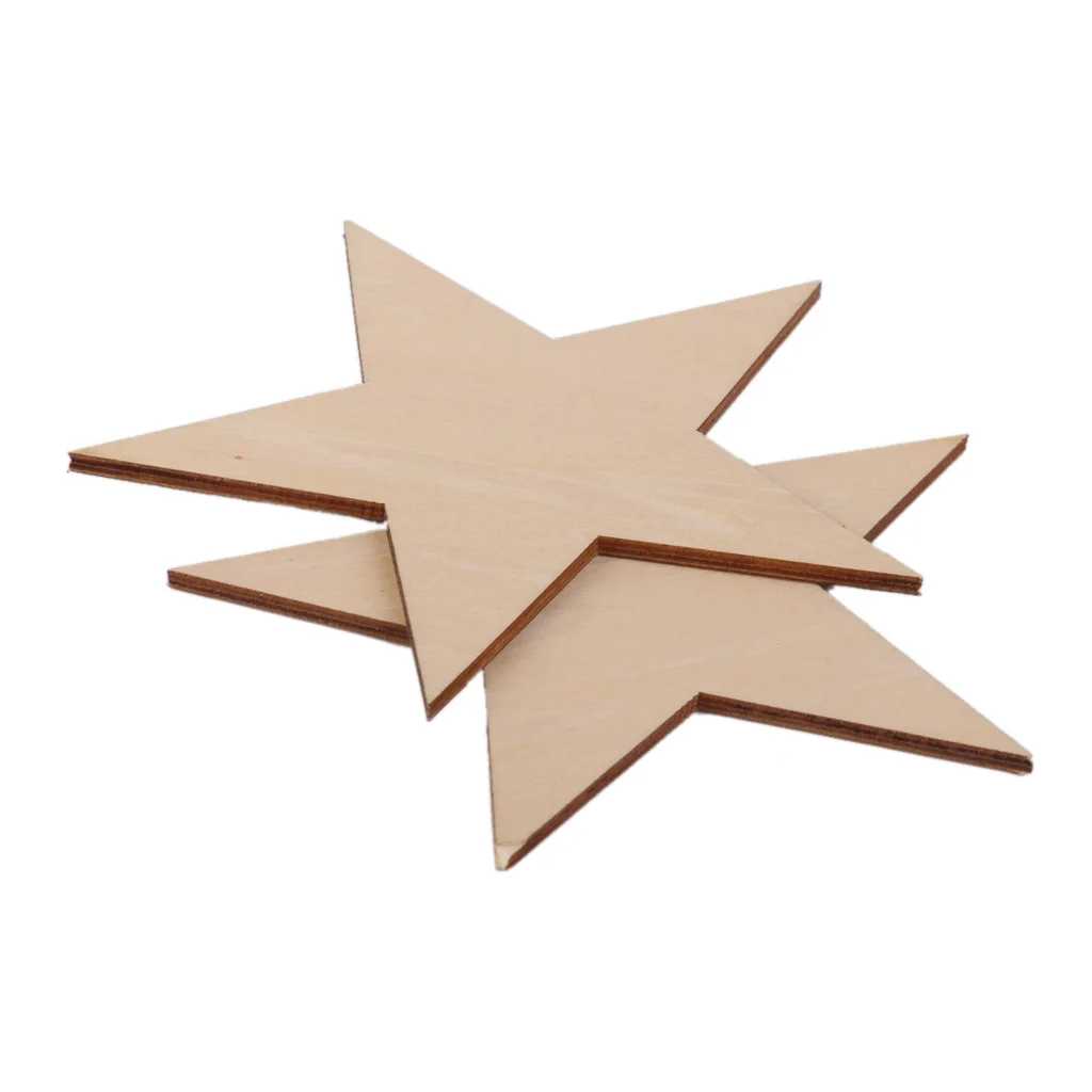 20pcs Natural Unfinished Star Shape Wooden Embellishments for DIY Crafts for Wedding Party Christmas Decoration 80mm 100mm