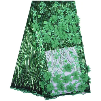 

Hot Selling African Lace Fabrics High Quality Green, Blue Embroidered Tulle Lace Fabric For African France lace fabric S1232