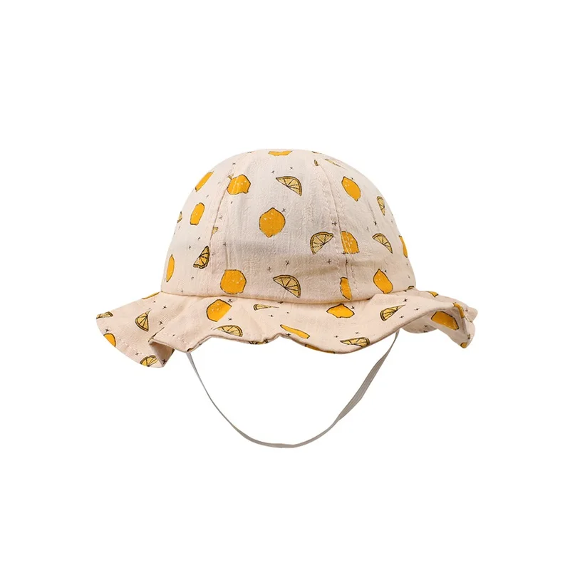 Fashion Cotton Baby Hat Cute Lemon Bucket Hat For Girls Wide Brim Beach Sun Cap Toddler Baby Hat Autumn 1-3Y Baby Girls Clothing (3)