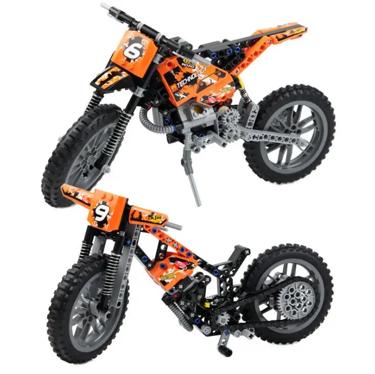 Najtaniej 253 sztuk technic serii motocyklowe klocki do budowy maszyn grupa motocross bicks 2 w 1 model motocykla zabawki dla dzieci prezent
