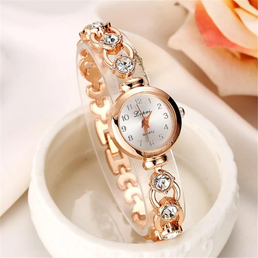 Gold Silver Fashion Women Bracelet Watch Ladies Rock Crystal Clock Luxury Dress Quartz Wrist Watch for Woman Relogio Feminino