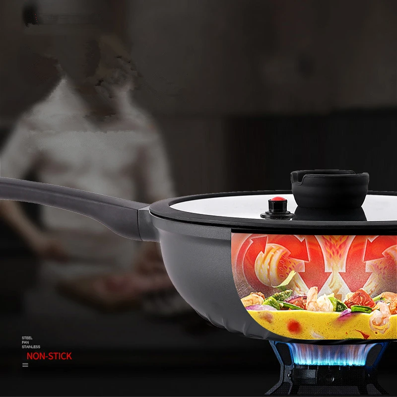 Master Star алюминий No Lampblack Woks общее использование для газовой и индукционной плиты со стеклянной вертикальной крышкой Woks