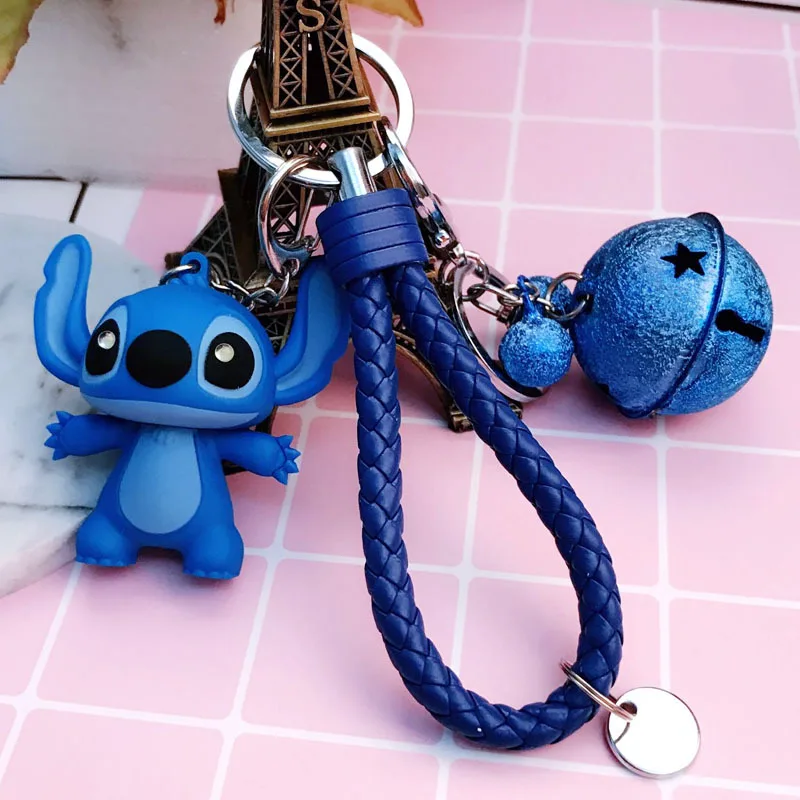 

12 Styles New Arrival Cartoon Lilo and Stitch Keychain LED Stitch Key Ring Sound Flash Rope Bell Backpack Pandent Gifts