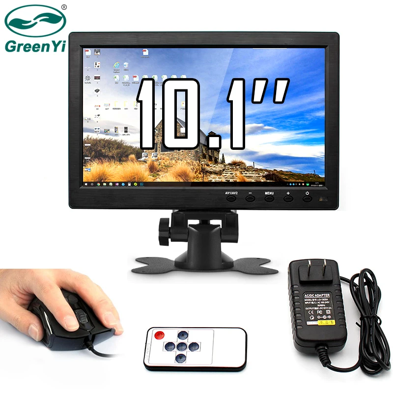 GreenYi 10," 1024*600 монитор с VGA HDMI BNC USB входом для PS3/PS4 XBOX360 Raspberry Pi Windows 7 8 10 система CCTV securet