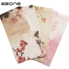 EZONE Chinese Classical Style Envelope Printed Cute Ink Wash Painting Vintage Message Card Letter Stationary Storage Paper Gift