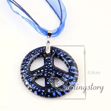 Peace sign foil Italian venetian lampwork blown murano glass pendants for necklaces jewelry cheap ladies jewellery