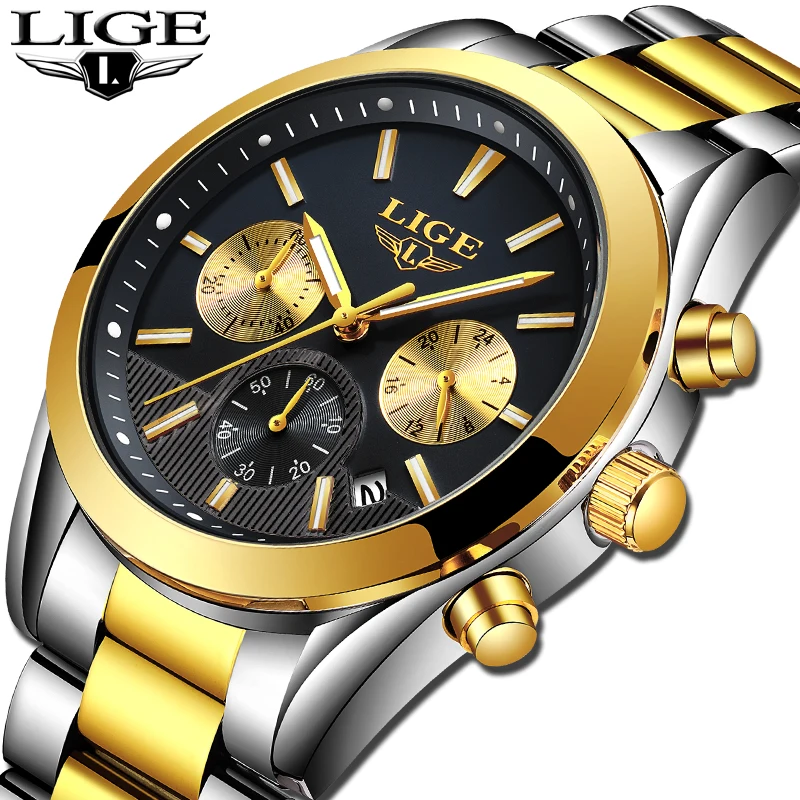 

NEW LIGE Watch Men Sport Quartz Clock Mens Watches Top Brand Luxury Full Steel Waterproof Business Watch Relogio Masculino