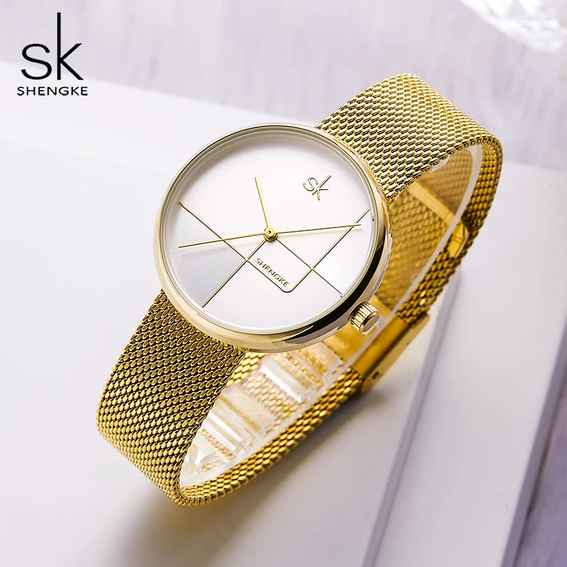 

2019 Shengke New Women Watch Top Brand Luxury Ladies Mesh Steel Quartz Wrist Watch Women's Watches Female Clock Relogio Feminino