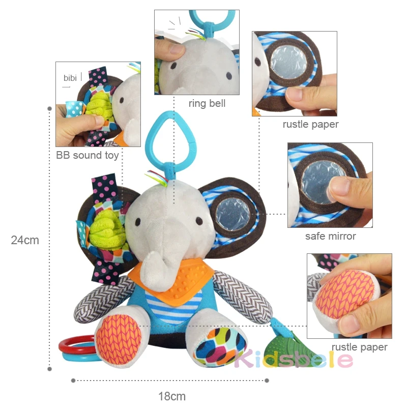 Infant Rattles Baby Toys Handbell Strollers For Doll Plush Toy For Newborns Cartoon Animals Squeaky Sound Toys Grasp Playing Toy