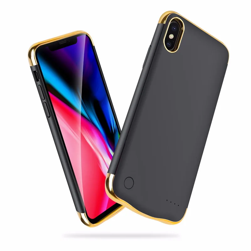 Тонкий ударопрочный чехол с покрытием для iPhone X 6 6S 7 8 Plus перезаряжаемый внешний