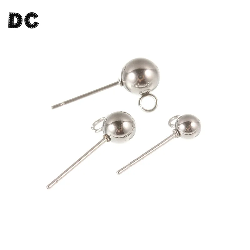 

20pcs/lot Stainless Steel Stud Earring Accessoires 2mm Hook for Women Fashion Jewelry Wedding Round Ball Stud Setting DIY Craft