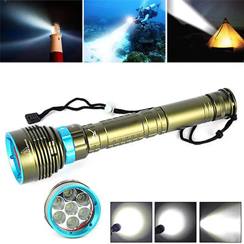 

Underwater 200m 20000LM 7x XM-L2 LED Scuba Diving Flashlight 3X18650/26650 Torch Bike Cycling Accessories High Quality Mar 31