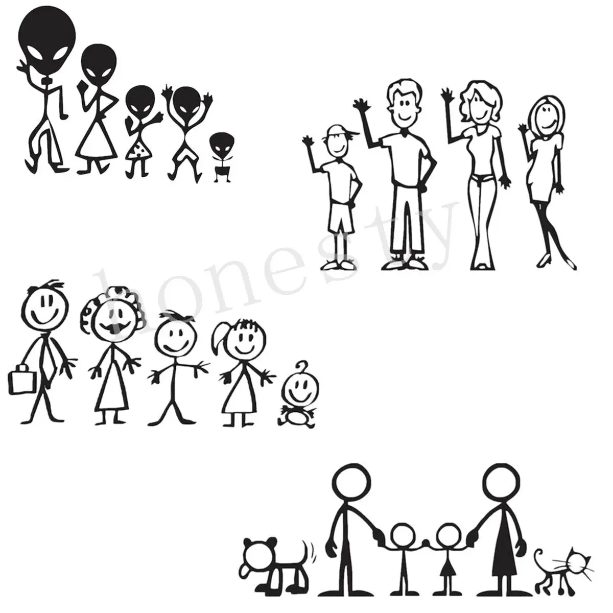 

Family Figure Car Stickers Funny Creative Vinyl Decals Auto Stickers Door Decor