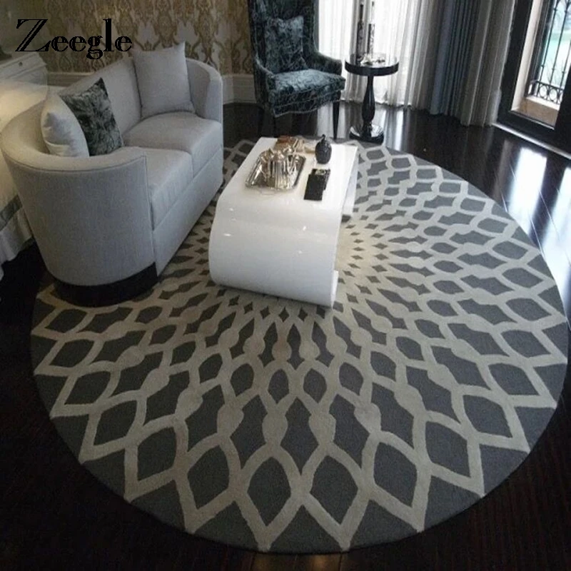 Zeegle Nordic Gray Series Round Carpets For Living Room ...