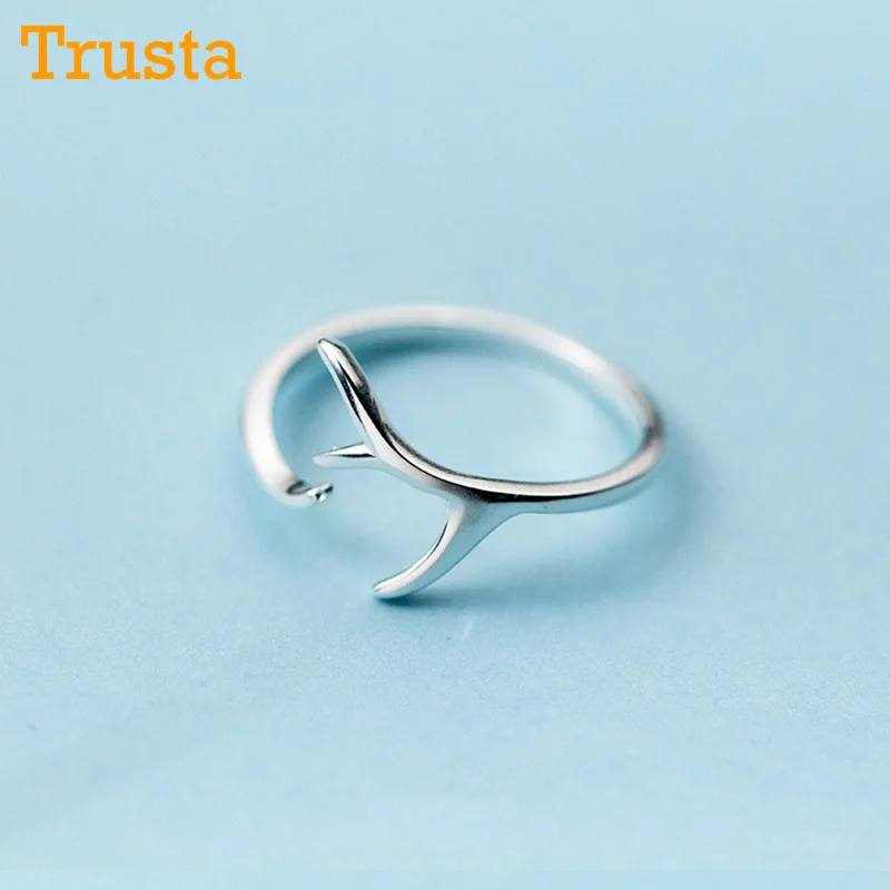 

Trusta 100% 925 Sterling Silver Fashion Jewelry Antlers Cocktail Ring Sizable 5 6 7 Girls Kids Xmas DS359 Drop Shipping