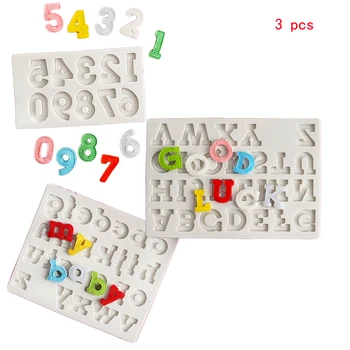 

26 Alphabet Number Fondant Cake Silicone Molds Soap Candle Sugar Craft DIY Cake Decorating Tools Cookie Chocolate Baking Mold