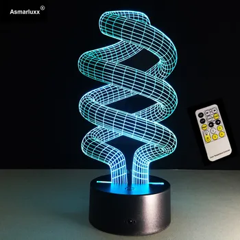

3D Optical Illusion LED Table Light Remote Or Touch Control USB Cable Desk Lamp Christmas Halloween Decorations Spiral Deco Lamp