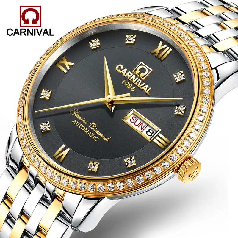 

2017 Luxury CARNIVAL Brand Men's Watch Automatic Mechanical Watches Full Steel Waterproof Male Fashion Business Wrist Watch