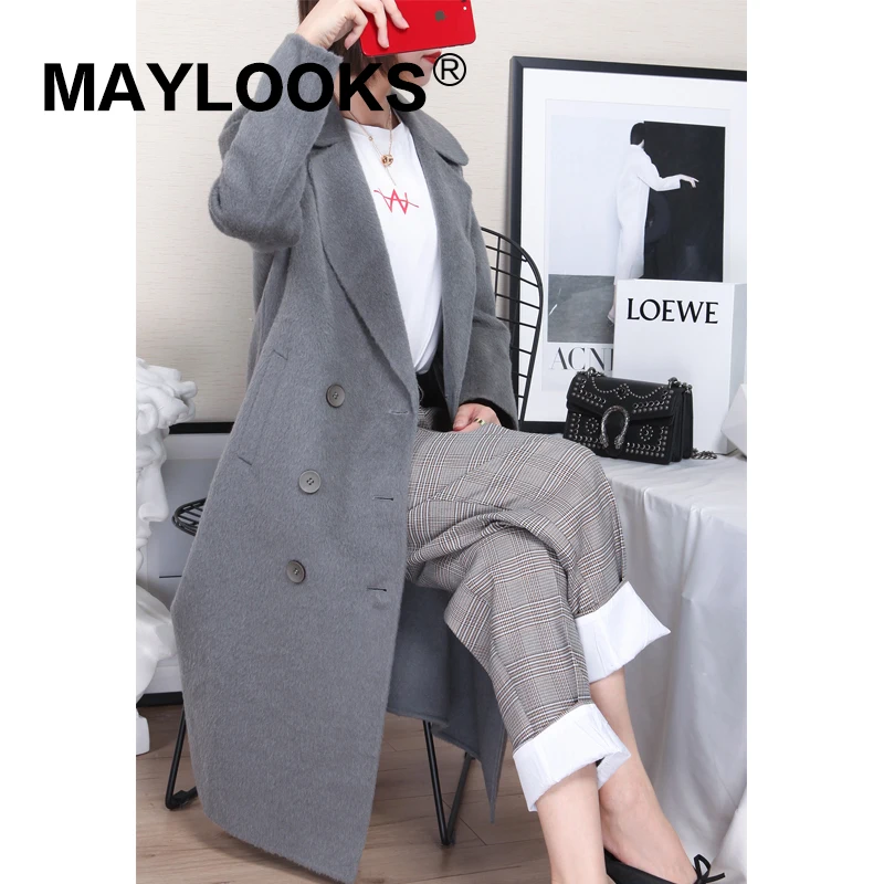 Loisirs Veste 2018 37030 Gris Maylooks hiver Style Dame Long Laine Mode Solide Femmes Nouvelle Automne Manteau Lady 7xZd0Z