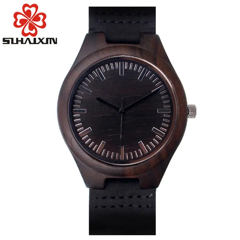 Мужские наручные часы SIHAIXIN Reloj Hombre роскошные черные из бамбукового дерева