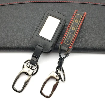 

100% Leather Case Key Cover For Starline E90 E63 E91 E61 E95 E66 E60 LCD Two Way Car Alarm Remote Case Keychain Transmitter