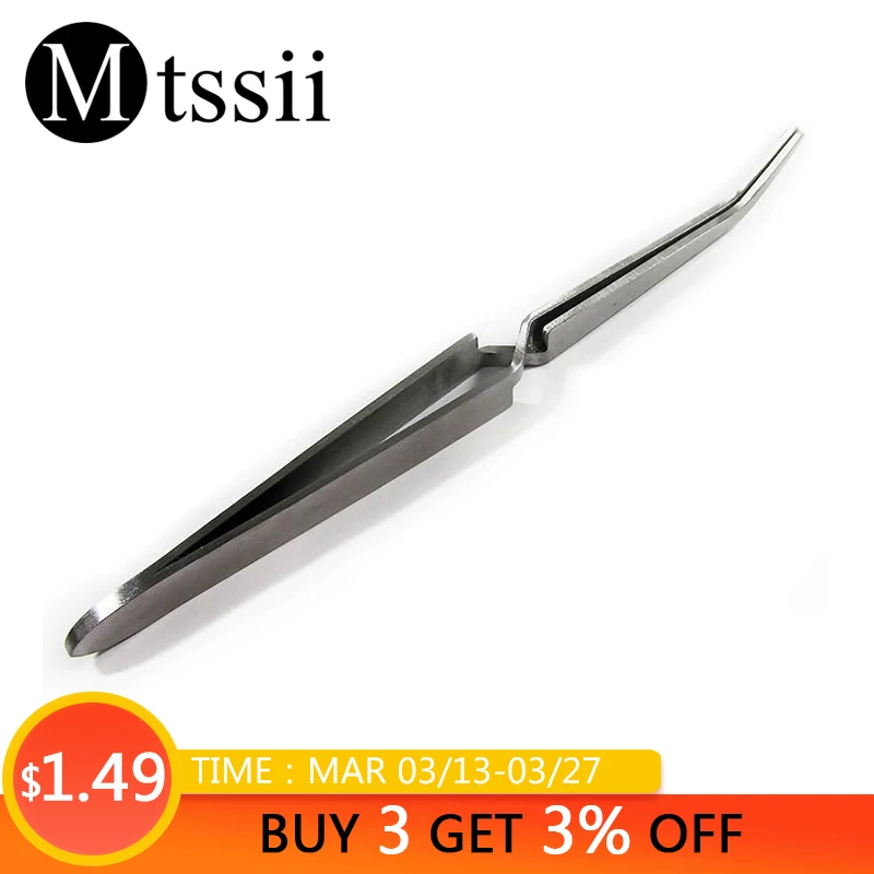 

Mtssii Professional Nail Art Tweezer Curved Rhinestones Picking Nipper Stainless Steel Manicure Nail Tool Long Handle Tweezer