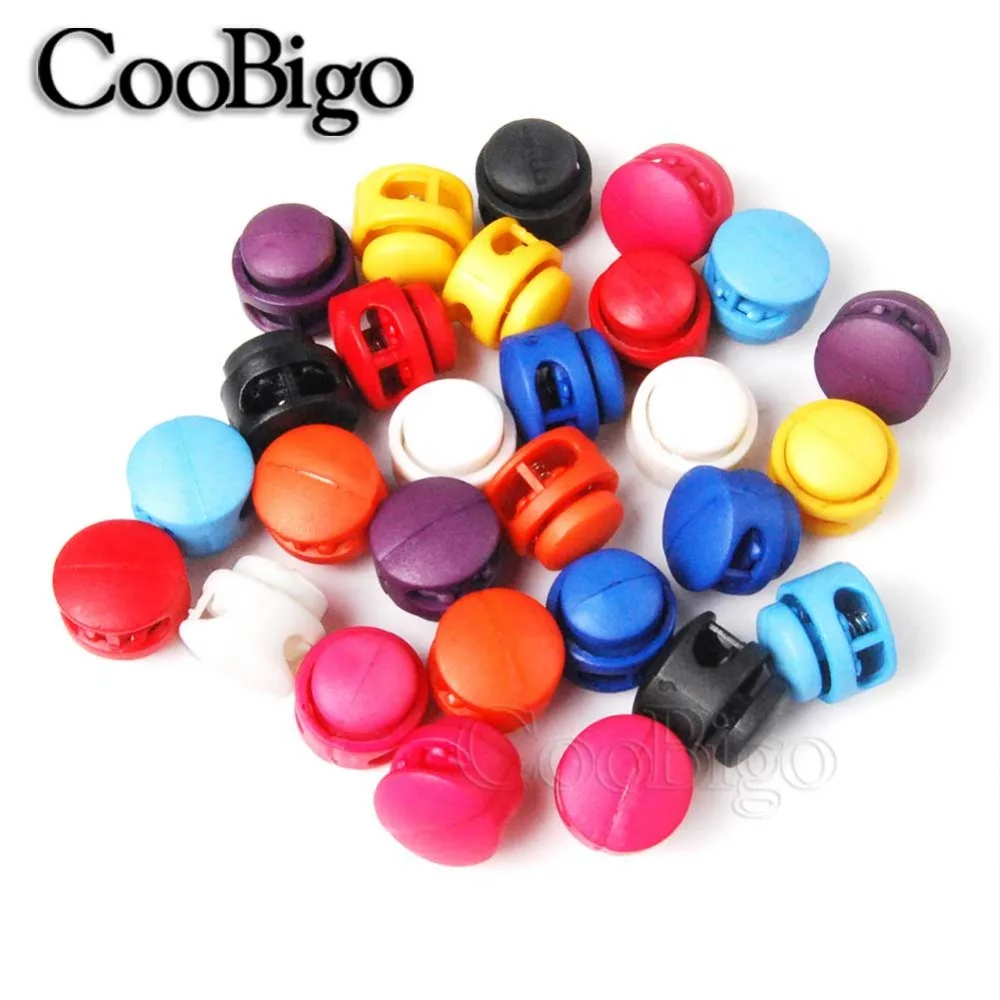 

12pcs 16.5mm*16.5mm Multi-Colors Paracord Cord Lock Clamp 2 Hole Toggle Clip Stopper Shoelace Cord Bag Parts Accessorie