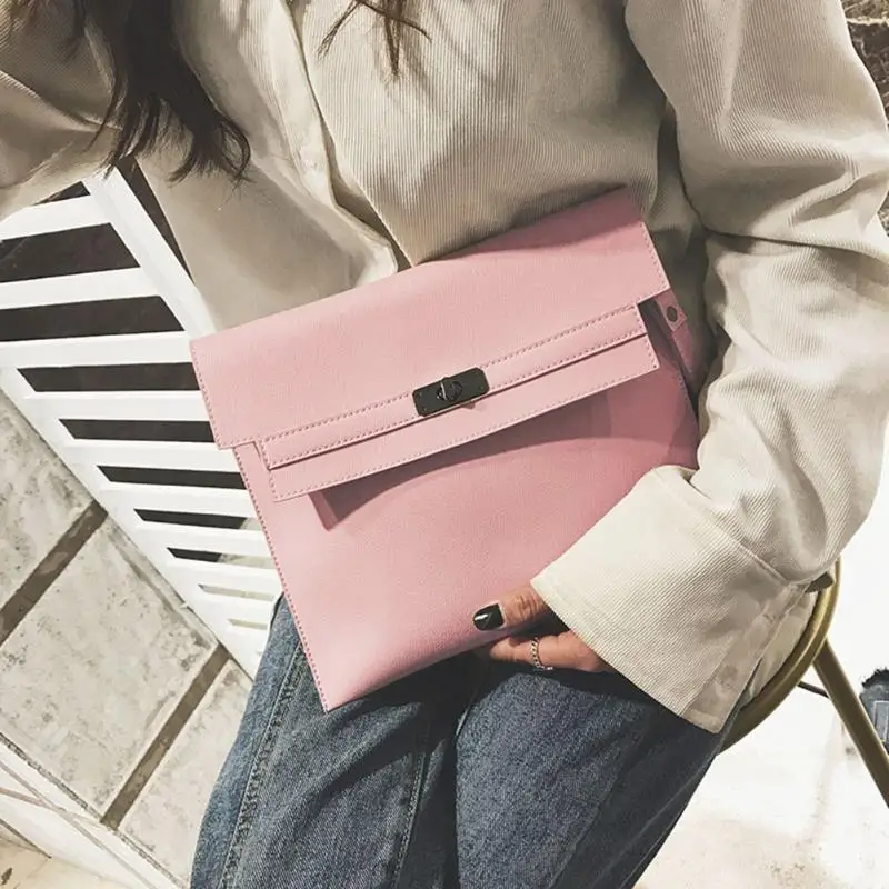 

Women Clutch Bags Pure Color Casual Bags Portable Thin PU Purse Handbags Evening Party Lady Elegant Clutch Bags 2018