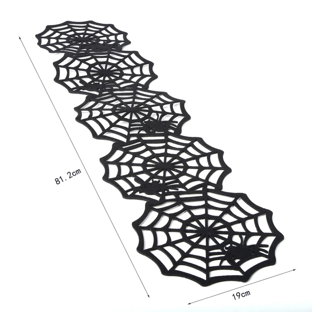 

2pcs Spider Web Halloween Table Runner Leaf Lace Table Cloth Halloween Decoration Horror Haunted House Props