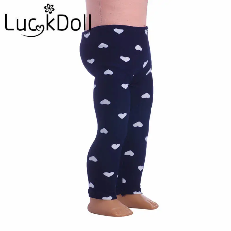 LUCKDOLL любовь печати леггинсы подходит 18 дюймов Американский 43 см Кукла одежда аксессуары, игрушки для девочек, поколение, подарок на день рождения