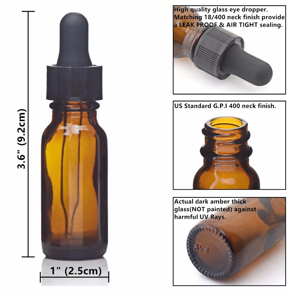8 шт 1/2 унций 15 мл пустой Янтарный стеклянный бутылка для электронной сигареты с стеклянная пипетка для закапывания в глаза для эфирных масел ароматерапия лабораторный химический