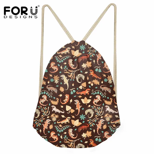 FORUDESIGNS Fashion Foldable String Backpack Geckos Printed Women