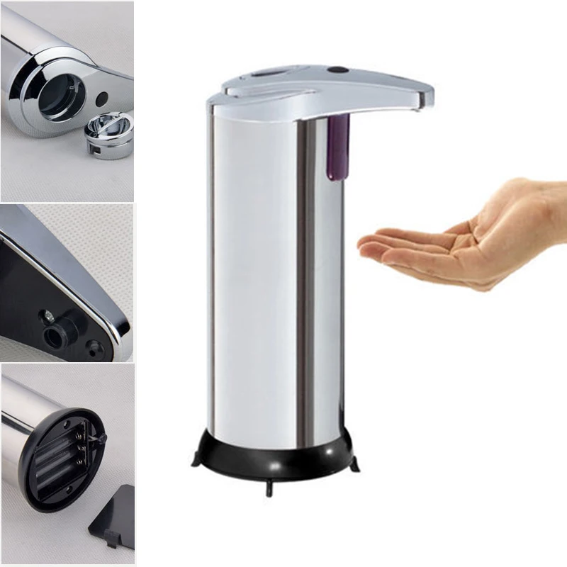Automatic Sensor Cordless Soap Dispenser Base Wall Mounted Stainless Steel Touch-free Sanitizer Dispenser with Instruction wall mounted elbow hand sanitizer soap dispenser used in hospital for holder