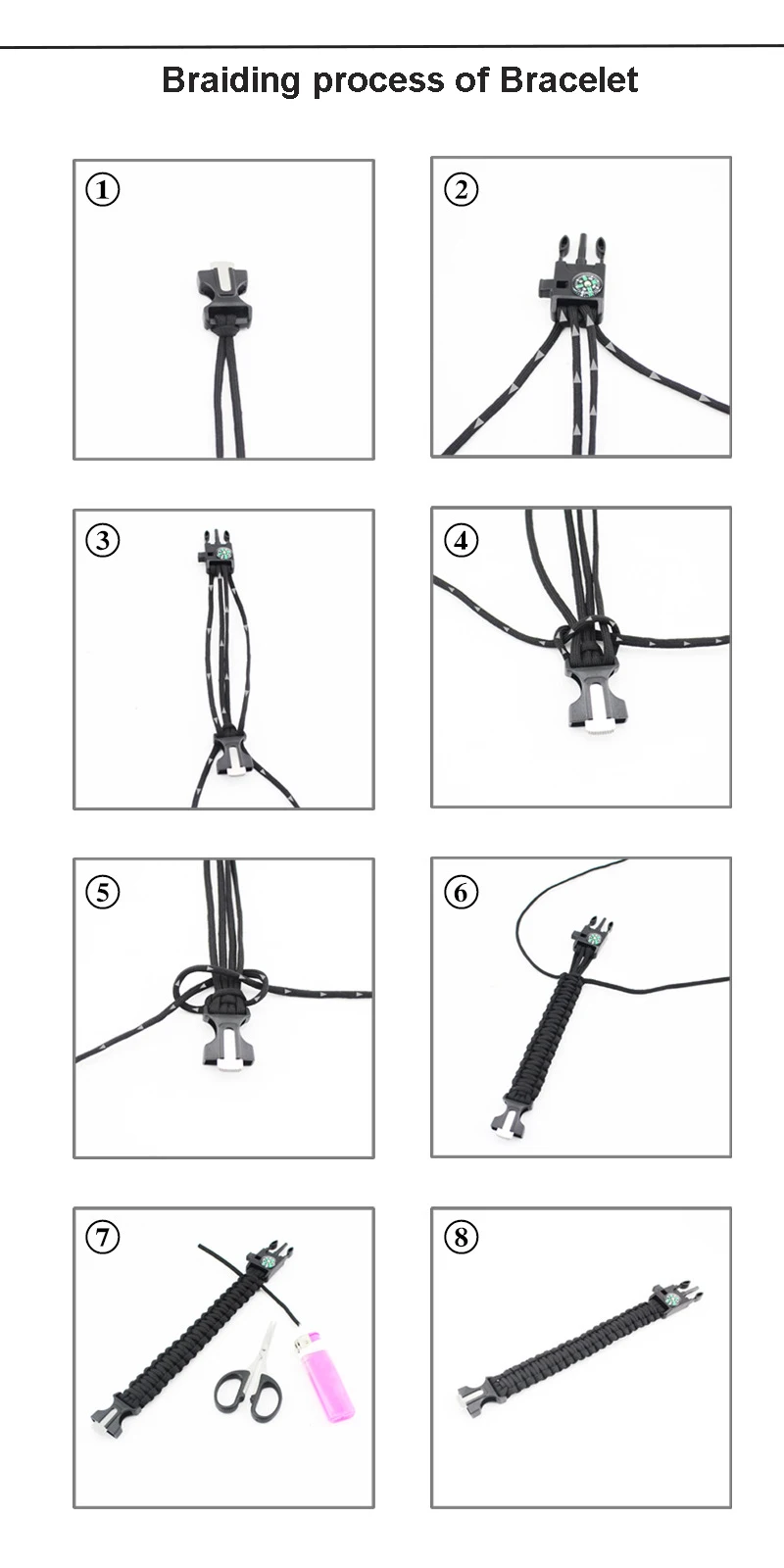 Многофункциональный браслет SOS Открытый выживания путешествия аварийный зонтик веревка компас флэш-светильник Плетеный лазерный браслет